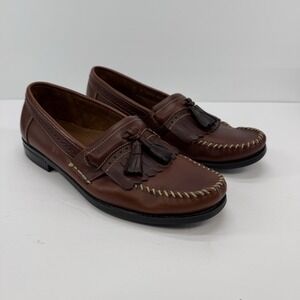 G.H. Bass Weejuns Men's 10 D  Burgundy Wine Brown Leather Tassel Loafers